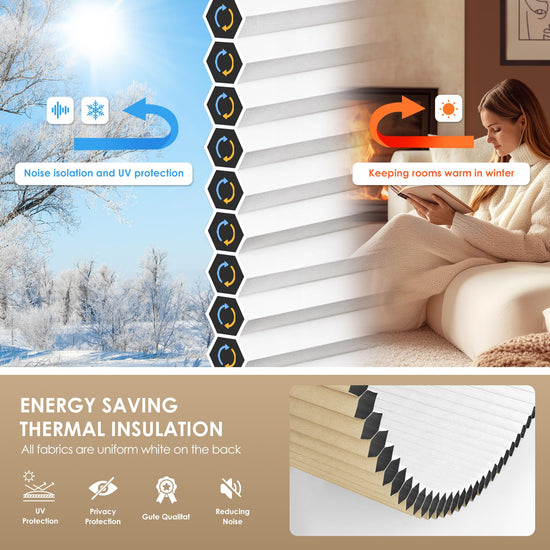 LazBlinds window shade — no tools no drill cordless honeycomb shades for home