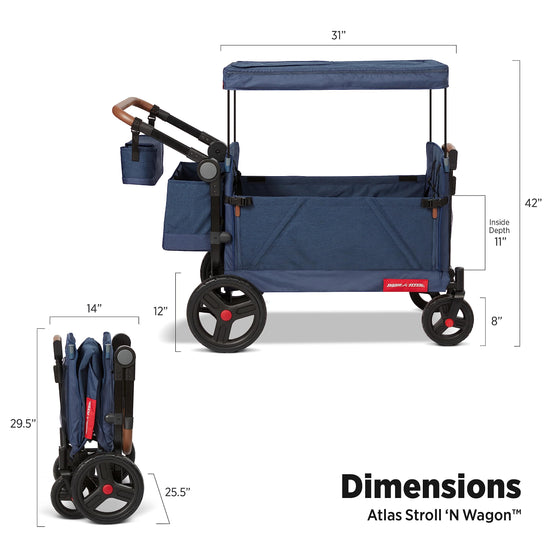 Radio Flyer Atlas stroll n wagon — folding design for kids 1 and up