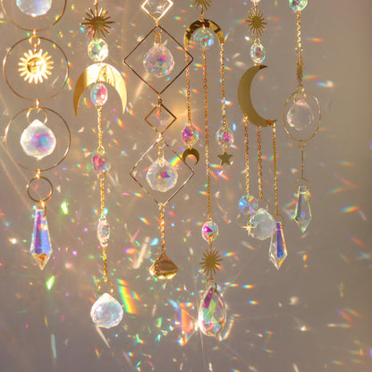 Hanging ornament — Crystal prism sun catcher with chain pendant for window