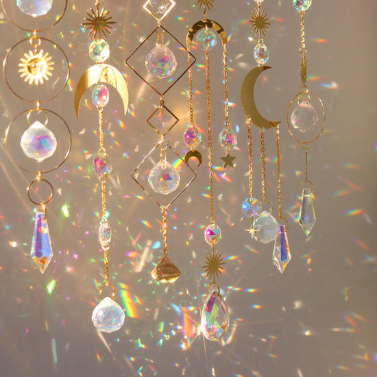 Hanging ornament — Crystal prism sun catcher with chain pendant for window
