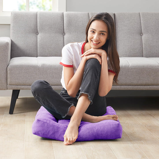 Degrees of Comfort floor cushions — square tufted corduroy design, 22x22 inch