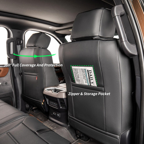 coverdream Tundra leather seat covers - waterproof full set for 2022-2026 Toyota Tundra DoubleCab & CrewMax