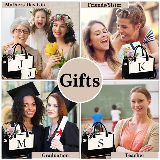 Yoolife tote bag — Monogrammed initial design for women and moms