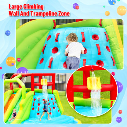 WELLFUNTIME inflatable bouncer — water slide park with deep pool and air blower