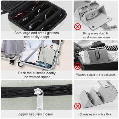 Eyeglass case — Bukere travel organizer with adjustable slots for multiple pairs
