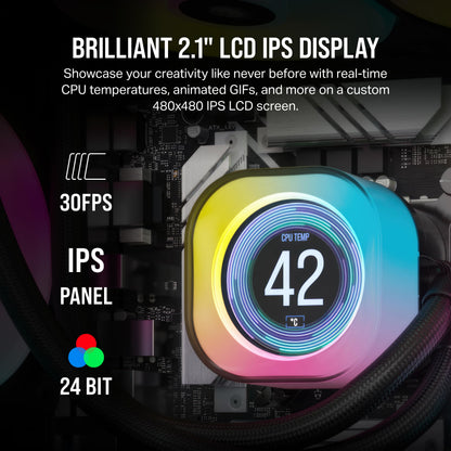 Electronic component fan — Corsair iCUE Link H100i LCD liquid coolerElectronic component fan — Corsair iCUE Link H100i liquid CPU cooler with LCD display