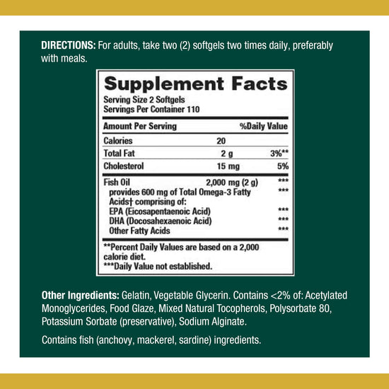 Nutritional supplement — Nature's Bounty fish oil 1000mg omega 3 for heart health