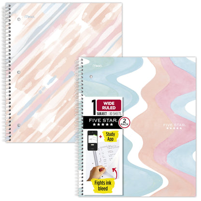 Five Star blank book — pastel doodles design with study app integration