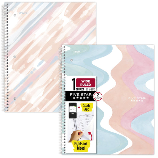 Five Star blank book — pastel doodles design with study app integration