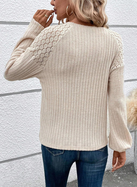 Acelitt sweater - Long sleeve tunic with lace patchwork design.