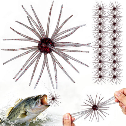 20 PCS Soft Plastic Sea Urchin Bait, Multi Tentacle Sea Urchin Fishing Lures, for Saltwater Freshwater Trout Bass Redfish Grouper Inshore Offshore Fishing (Flashing red, XL-4.33inch)