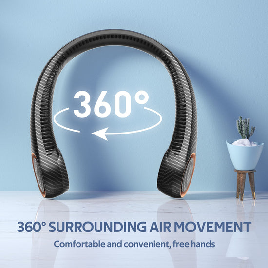 Portable neck fan — Hands free bladeless design with 4000mAh battery and 3 speeds