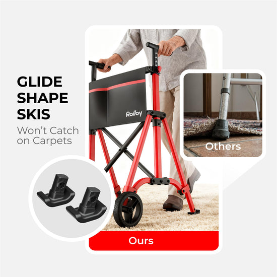Rolloy walker — lightweight folding design with adjustable height and 2 wheels