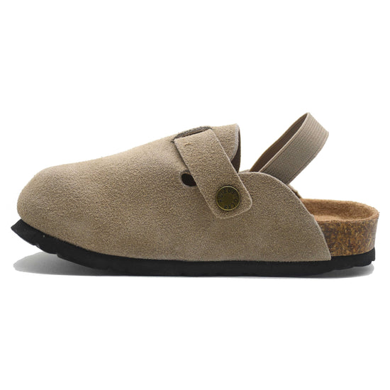 Kids suede clogs — Adjustable buckle mules for toddlers in black