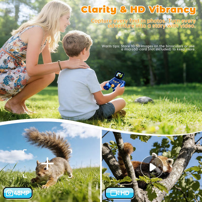 Binoculars for Kids with Night Vision - 48MP FHD Digital Camera Binoculars STEM Toy with 2.4" IPS Screen, 10X Optical Zoom, Rechargeable for 4-12 Years Boys & Girls Birthday Gift Outdoor Bird Watching