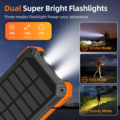 YOLOSKS Solar Charger Power Bank 49800mAh Wireless Portable Phone Charger, 22.5W QC3.0 Fast Charging Built in 4 Cables with USB C 6 Outputs & 2 Inputs for All Cell Phone