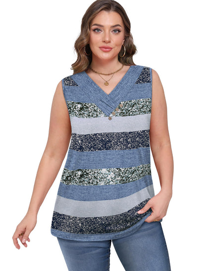 Sampeel shirt - Summer button down v neck sleeveless loose fit tops 2026