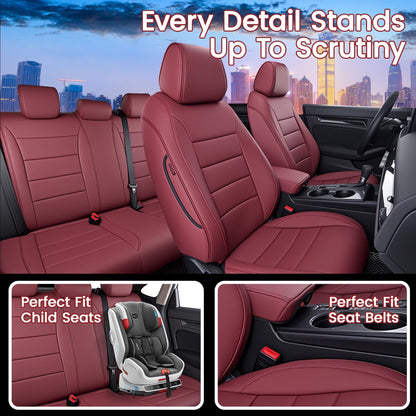 HKZ vehicle seat cover — custom fit burgundy leather for Honda Civic sedan 2022-2026