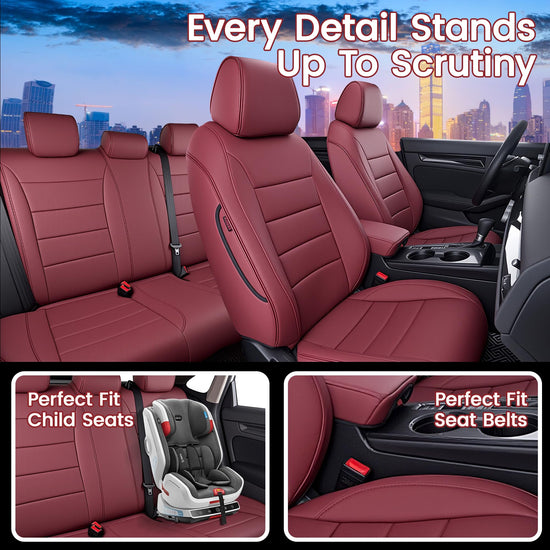 HKZ vehicle seat cover — custom fit burgundy leather for Honda Civic sedan 2022-2026