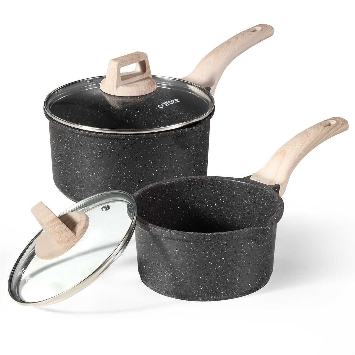 CAROTE cooking pot set — Nonstick with pour spout and induction compatible