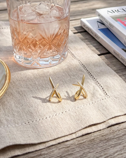 Earring — 14K gold stud earrings with cubic zirconia for women gifts