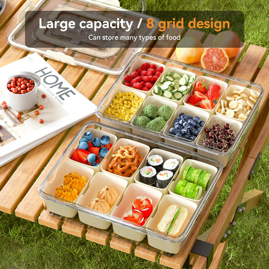 Dimber Snackle Box — Divided serving tray with lid and handle
