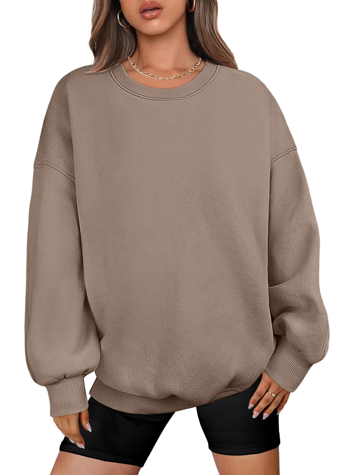 ANRABESS sweatshirt — Oversized crewneck fleece pullover for women