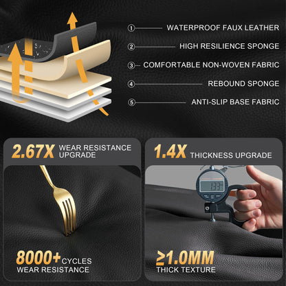 AOMSAZTO vehicle seat covers - Faux leather waterproof full set for Ford F150 F250 F350 F450 2009-2026 in black and grey