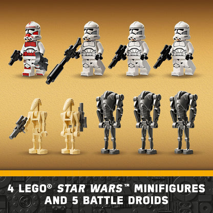 LEGO Star Wars Clone Trooper battle pack set – buildable speeder bike vehicle and tri-droid 75372