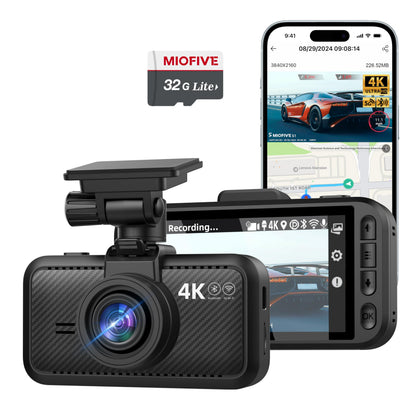 Miofive S1 onboard camera — 4K UHD with built-in Wi-Fi and GPS supportMiofive S1 onboard camera — 4K UHD, built-in Wi-Fi and GPS, 24H parking mode