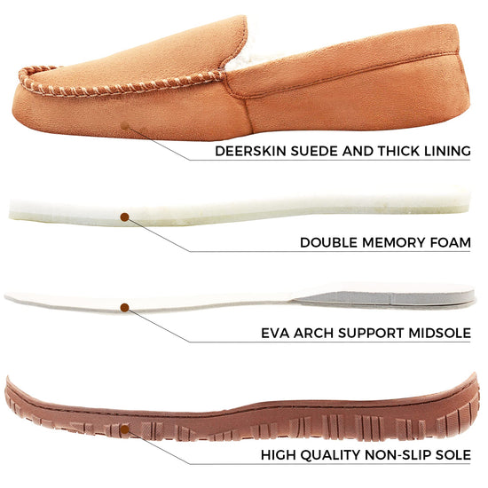 Lulex moccasins — plush indoor outdoor slippers with hard sole