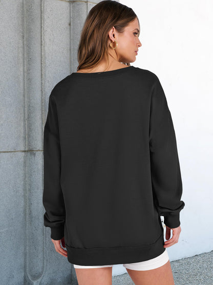 ANRABESS women's oversized sweatshirt - long sleeve V neck tunic top for fall