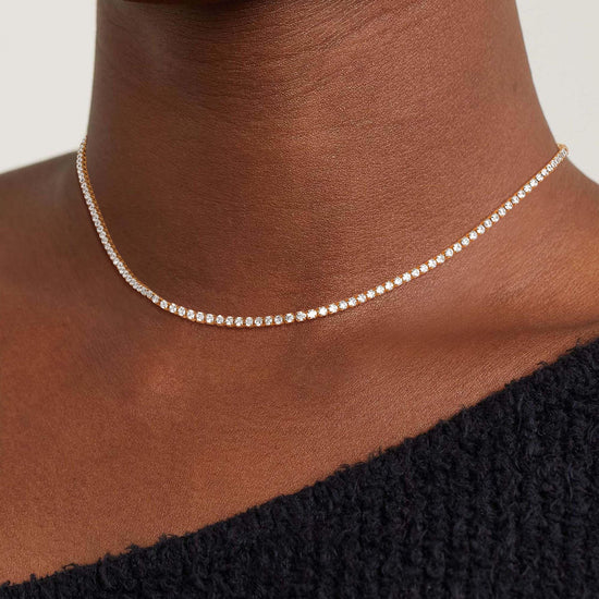 Robaice necklace — 14K gold/silver plated rhinestone choker with cubic zirconia cut
