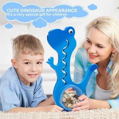 AORCMITN wooden dinosaur piggy bank — clear big belly design for kids