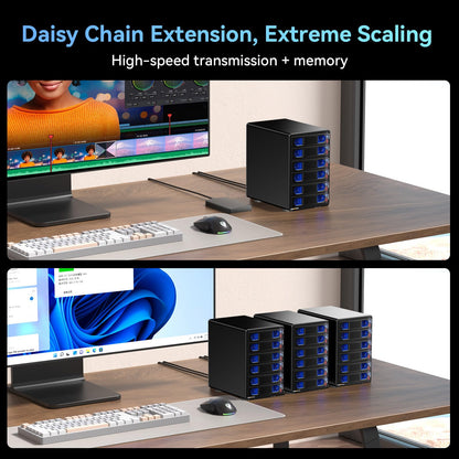 CENMATE hard drive enclosure — Aluminum 6 bay with cooling fan and USB A/C 3.2 Gen 2