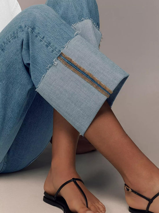 KUNMI pants — Wide leg high waist stretchy denim for women