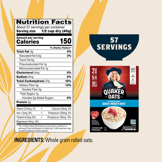 Breakfast cereal — Non GMO verified rolled oats by Quaker