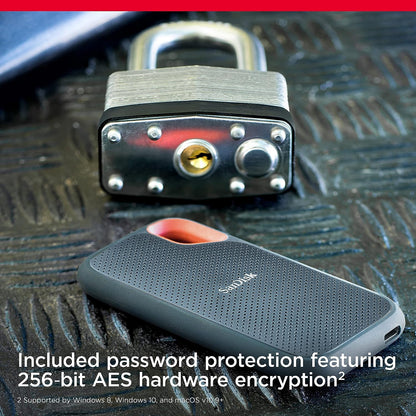 Computer drive or storage — Sandisk 2TB extreme portable SSD with USB-C connection