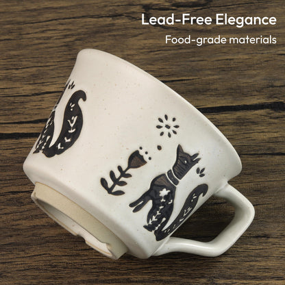 LINVIA drinking cup — unique ceramic design with handle, 11 oz capacity