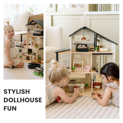 Tiny Land doll house — Modern family design with 53 pieces of furniture