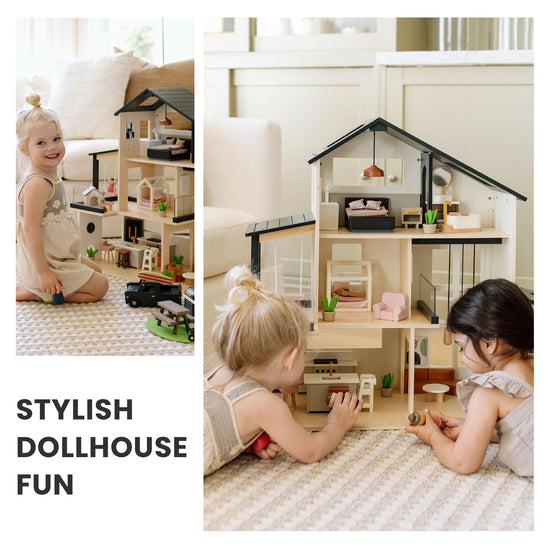 Tiny Land doll house — Modern family design with 53 pieces of furniture