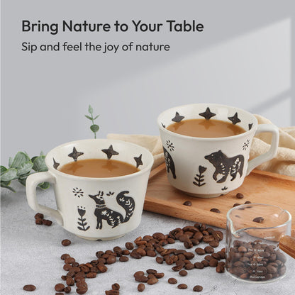LINVIA drinking cup — unique ceramic design with handle, 11 oz capacity