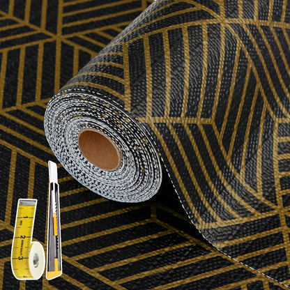 Furniture liner — Non-slip gold geometric design, easy to clean for cabinets and drawers