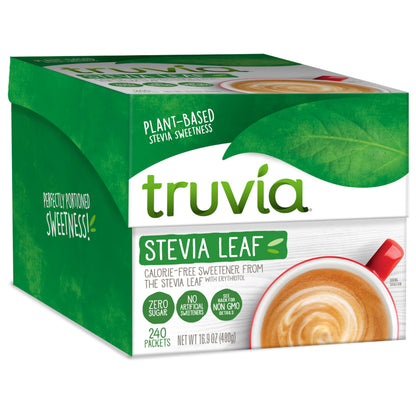 Truvia® sugar substitute — calorie-free stevia leaf packets, 240 count carton