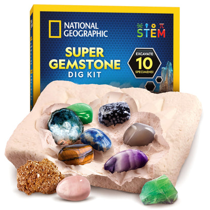 National Geographic science fundamentals kit — geology gift set with geodes and gemstones dig activities