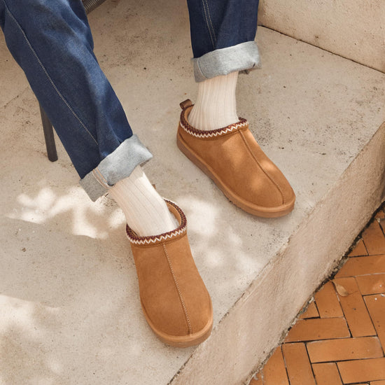 DREAM PAIRS men's fuzzy cozy slippers - genuine suede, memory foam comfort