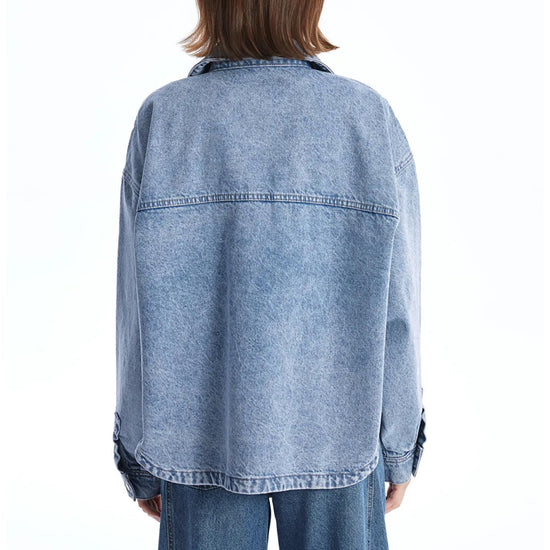 Hixiaohe coat - oversized denim jacket with pockets for women