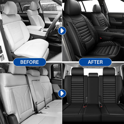 Vehicle seat cover — Custom fit waterproof leather for Hyundai Santa Fe 07-24 25