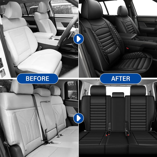 Vehicle seat cover — Custom fit waterproof leather for Hyundai Santa Fe 07-24 25