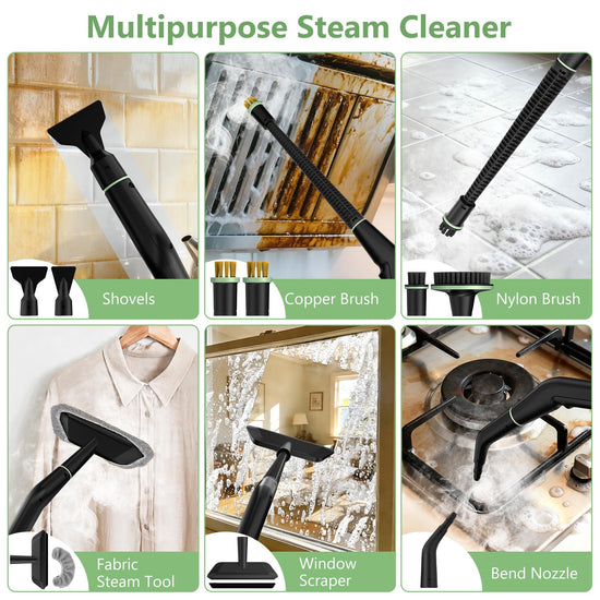 Steam cleaner — Portable handheld steamer with 16 accessories and 6 adjustable levels